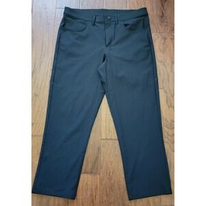 Zella Men's Black Flat Front Regular Fit Chino Activewear Golf Pants Size 34x25L